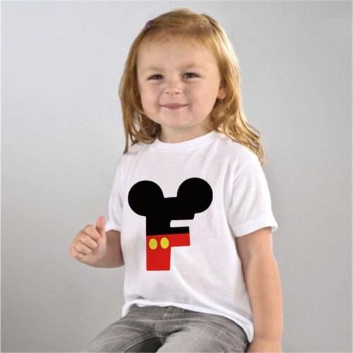 Harajuku Child Tshirt Mickey Creative Letter Girls Tshirt O-Neck Summer Kawaii Baby Camiseta Toddler Tops Childrens Clothing
