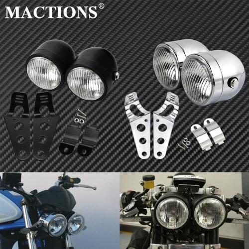 Motorcycle Twins Dual Headlight Double Front Headlamp Bracket For Harley Cafe Racer Softail Fat Boy Heritage Bad Boy FLSTF FXS