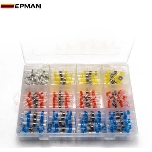 EPMAN 300Pcs Heat Shrink Butt Electrical Connectors Crimp Terminals Wire Connector EP307GP300
