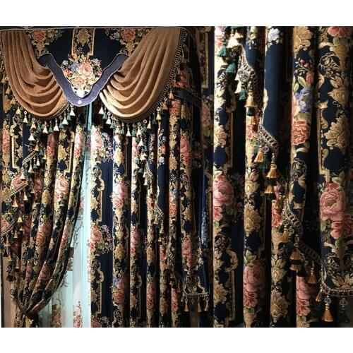 European Luxury Curtains for sharding window for Living Room/bedroom/coffee/study printing flower Embroidered curtains