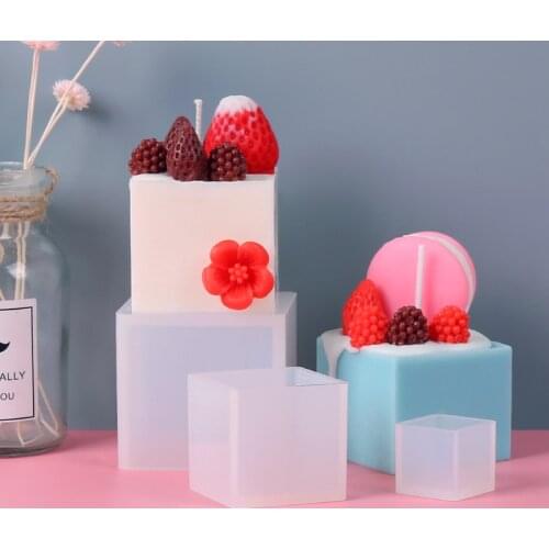 Cube Shape Candle Silicone Mold DIY PlasterCrafts Candle Mould Square Silicone Soap Candle Resin Molds Dried Flower Decoration