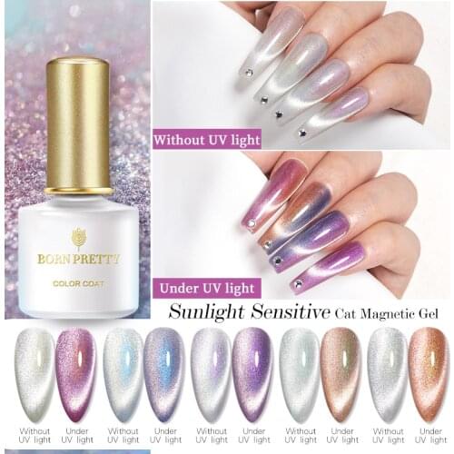 BORN PRETTY 1 Bottle 6ml Sunlight Sensitive Cat Magnetic Gel Auroras Shining Magnetic Varnishes Soak Off Enamel UV Gel Polish