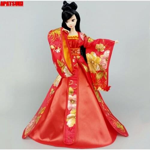 Red Cosplay Dress For Barbie Doll Outfits 1/6 Traditional Chinese Ancient Beauty Costume Clothes Party Evening Dresses Toys