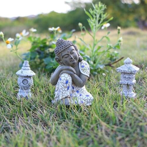 2 Pcs Miniature Pagoda Lantern Statue Oriental Statue Tower Patio Furniture For Home Decor Statue