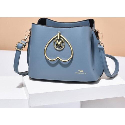 Fashion Metal Ring Love Female Handbag Ladies Small Bucket Bag 2021 New High-Quality Shoulder Bag Letter Buckle Messenger Bag