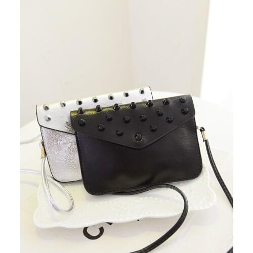 Fashion mini and small rivet women mesenger bags for mobile phone & wallet female bag