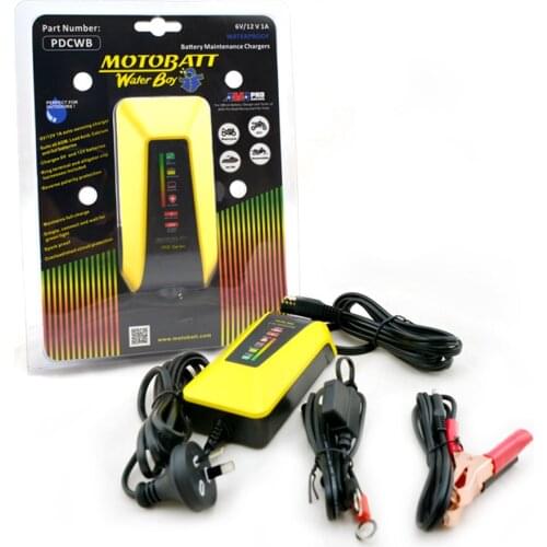 Motobatte Waterproof 12V 1A Motorcycle Battery Charger Suit AGM Lead Acid Calcium Gel batteries Intelligent Maintainer Water Boy