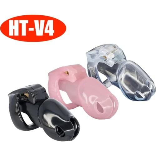 Best New Design Male Chastity Device 100% Resin HT-V4with 4 Penis Rings,Chastity Lock,Cock Cage,Penis Sleeve,Sex Toys For Men