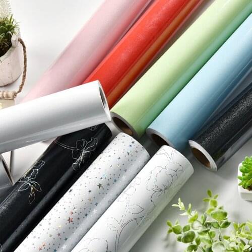 PVC Self-Adhesive Wall Stickers Furniture Renovation Wallpaper Bathroom Kitchen Wardrobe Door Sticker Waterproof Wallpaper Roll