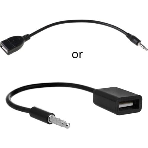 3.5mm Male AUX Audio Plug Jack To USB 2.0 Female Converter Cable Cord Fr Car MP3