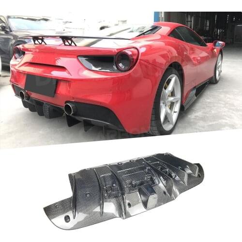 Dry Carbon Fiber Rear Bumper Lip Diffuser Spoiler for Ferrari 488 N Style 2015 - 2018 FRP Car Styling