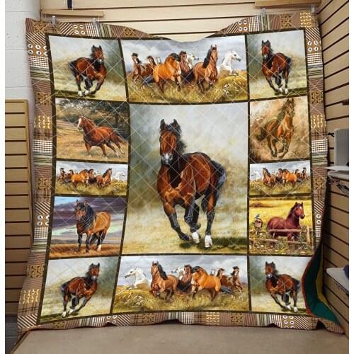 3D Horses Quilt Grassland Artistic Lifelike Soft High End Kids School Adults Bed Autumn Summer Quilt Dropshipping