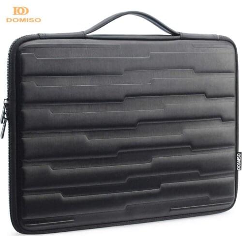 DOMISO 10 13 14 15.6 Inch Shock Resistant Laptop Bag with Handle Protective Case Compatible for Macbook Dell HP Lenovo Black