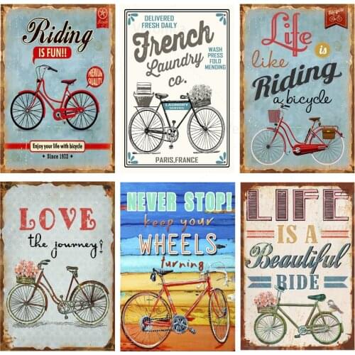Love Life Bike Rider Vintage Tin Sign Wall Art Bicycle Metal Poster Iron Plate Retro Plaque for Club Garden Pub Home Decoration