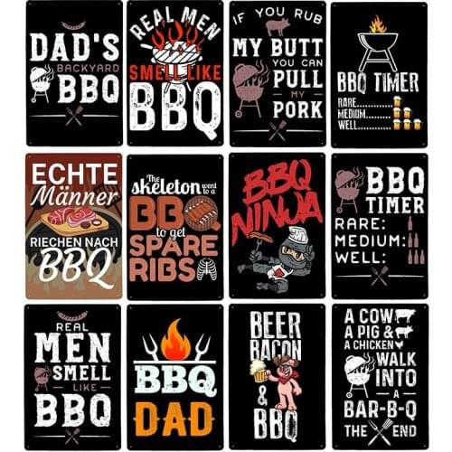 Barbecue Food Hot Dog BBQ Signs Retro Metal Plaque Cafe Bar Pub Signboard Wall Decorative Posters Plate Home Decor 20X30CM