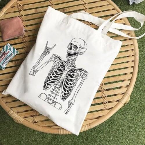 Skull hip hop gothic shopper bag dark casual large-capacity street canvas bags casual anime y2k Harajuku female shoulder bags