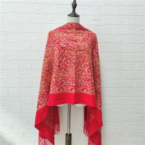 Ethnic StyleThick Embroidery Women Muffler Pashmina Cashmere Shawl Multi-function Lady Neckerchief Autumn And Winter