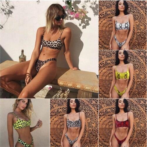 Snakeskin Bikini Women Swimwear Leopard Bikinis Sexy Biquini Swim Suit Push Up Swimsuit Female Beachwear Swimming Bikini Women