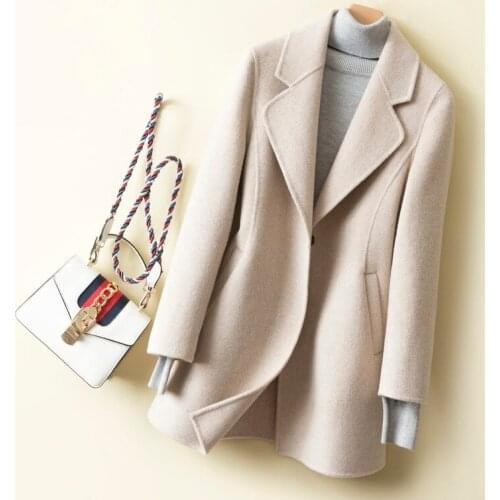 2020 100% Wool Coat Women Spring Autumn Long Wool Jacket Elegant Women Coats and Jackets Overcoat Abrigo Mujer PKT1205 KJ6068