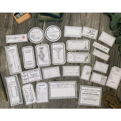 26pcs Retro TN Hand Account Stickers Aesthetic Cute Journal Material Plant Bill Sticker Autocollant Kawaii Stationery