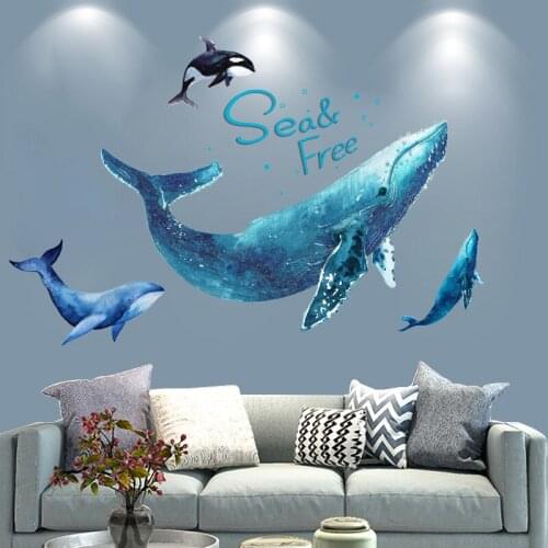 3D DIY Whale Dolphin Home Decor PVC Wall Sticker Wallpaper Mural Wall Art Decal Poster Baby Kids Bedroom Decoration Accessories
