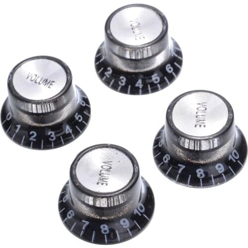 4pcs Black Reflector Volume Tone Speed Control Knob Electric Guitar Potentiometer Knobs for LP SG Style Electric Guitar