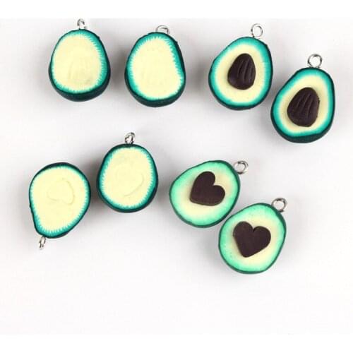 6pcs 16*19mm Kawaii Clay Avocado Charms 3D Fruit Pendants for Jewelry Making DIY Bracelets Necklace Earrings Keychain