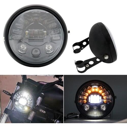 7 Inch Motorcycle Led Headlight for Sportster Cafe Racer Bobber Honda CB400 7.5" Round housing Head Light Universal
