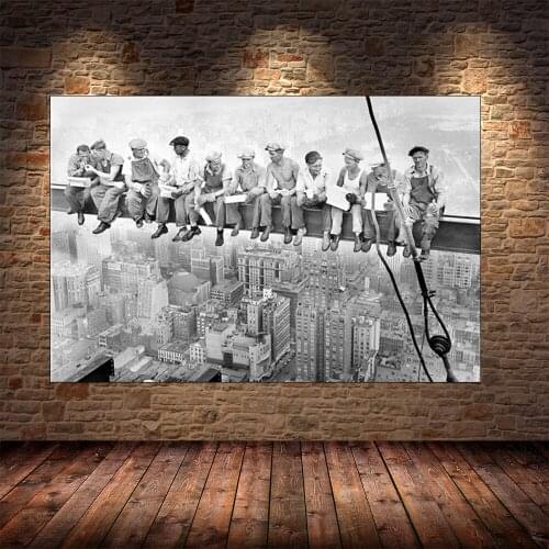 Abstract Retro Construction Worker New York City Canvas Painting Poster and Print Wall Art Picture Living Room Home DecorCuadros