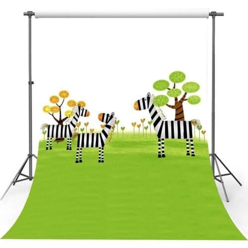 Avezano Photography Backgrounds Catoon Zebra Forests Grass Backdrops For Photo Studio Photocall Photozone Decoration Wallpaper