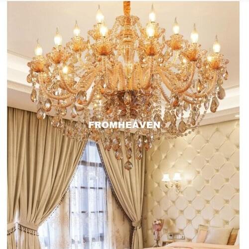 Free Shipping Golden K9 Crystal Chandelier Lustre Crystal Chandeliers Light Lustres De Cristal Chandelier LED Villa Amber Lamps