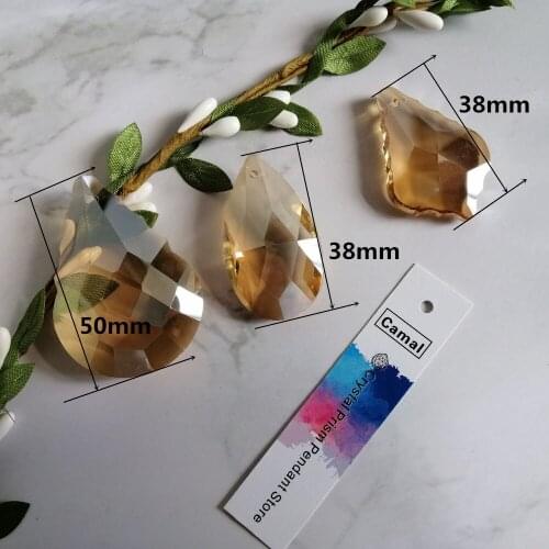 Camal 2pcs Gold Champagne 38/50mm Faceted Crystal Pendant Lamp Prisms Chandelier Suncatcher Lighting Parts Hanging Home Decor