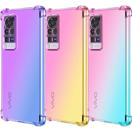 Couqe For VIVO X60 Pro Plus Case Gradient Transparent Silicone Phone Case For VIVO X50 X30 Pro Airbag Shockproof Back Cover Capa