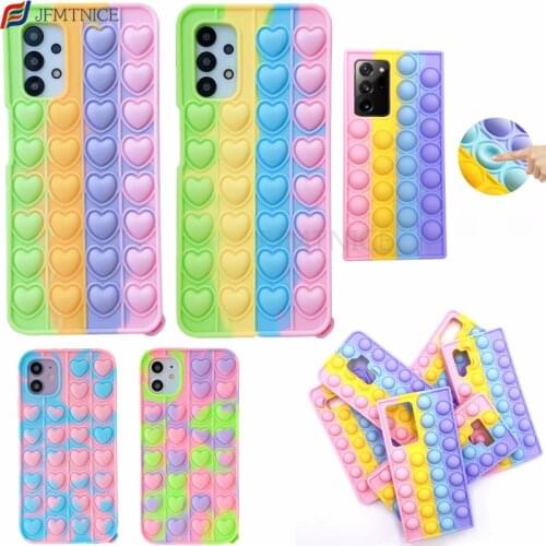 3D Heart Relieve Stress Phone Case for Samsung Galaxy S20 FE S21 Ultra S10 S9 S8 Plus A12 A51 A32 A52 A72 A21 A71 Note 8 9 10 20