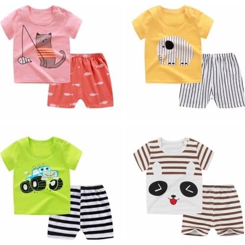 Kids Boys Summer Clothing Sets Children Short Sleeve T Shirt+shorts Suit Infant Girl Cotton Tee 2pcs Baby Casual Clothes Sets