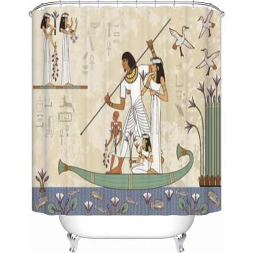 Ancient Egyptian Mural Shower Curtain Classic Decor Curtain Polyester Bathroom Curtains With Hooks Waterproof Shower Curtains
