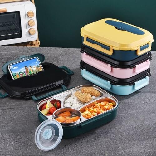 Stainless steel insulated lunch box square sealed crisper double-layer lunch box