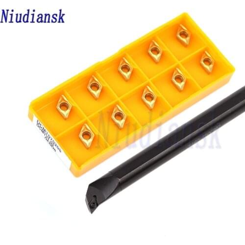 1pc S08K S10K-SDQCR07 Internal Turning Tool Holder S12M-SDQCR07 S16Q-SDQCR07 +10pcs Carbide Inserts DCMT0702 CNC Lathe Tool Set