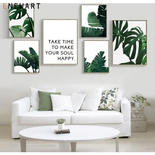 Green Plant Leaves Canvas Painting Art Modern Minimalist Picture Wall Print Poster for Living Room Nordic Home Decoration