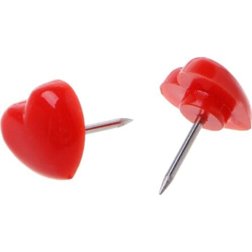 50 Pcs Heart Shape Thumb tack Plastic High Quality Colored Push Pins Thumbtacks Office School Supplies 0.39x0.47 Inch
