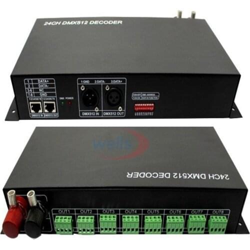 DMX 512 Digital Signal Controller 24CH RGB LED Light Decoder Dimmer DC 12V-24V