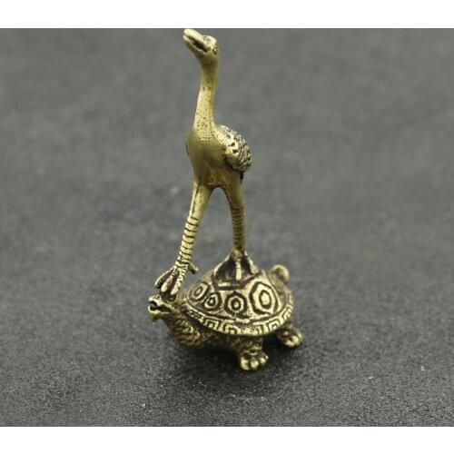 Brass Crane Turtle Figurines Miniatures Chinese Feng Shui Desk Ornaments Animal Incense Burner Creative Censer Home Decorations
