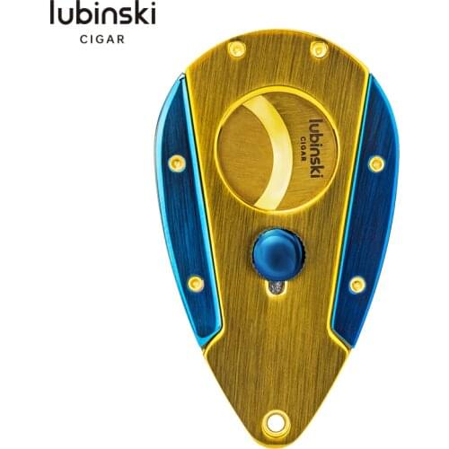 LUBINSKI High-End Zinc Alloy Stainless Steel Carving Cigar Scissors Double Blades Zigarren Cigar Guillotine Cutter With Gift Box