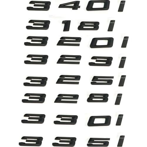 Matt Black ABS Car 3D Logo 3-Series 318i 320i 325i 328i 330i 335i 340i Car Rear Bumper Trunk Badge Number Letter Sticker