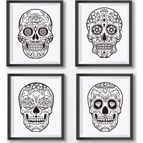 Sugar skull mexican decorative canvas art painting sugar skull poster canvas painting wall decoration