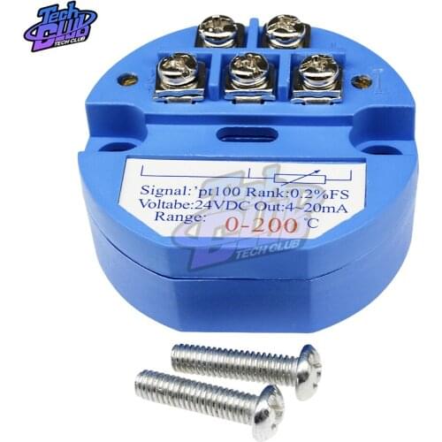 DC 24V RTD PT100 0-200 Degree Temperature Sensor Transmitter Module 4-20MA Temperature Sensors Detector Module