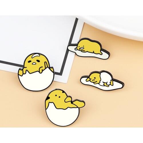Cartoon Fried Egg Brooch Badge Fashion Cute Food Enamel Pin Jackets Denim Clothing Lapel Pins Decoration For Women Men Kids Gift