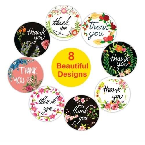 500pcs Flower Seal Sticker Thank you Cake Baking Wedding Invitation Envelope Scrapbooking Festival Label Adhesive Stickers