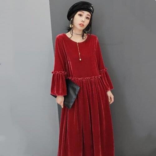 New Spring butterfly sleeve elegant Pleated ruffles velour dress,plus size 5XL 6XL fashion Autunm velvet party dress Vestidos