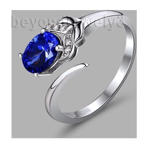 Engagement Rings For Women Oval 5x7mm Natural Tanzanite Ring In 18Kt White Gold WU261